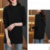 Mid-length Sweater Loose Half Turtleneck Pullover for Women Solid-color Casual Knitted Sweater for Autumn and Winter