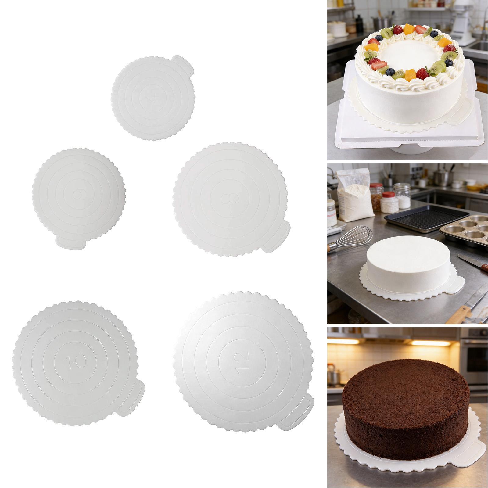 Round Cake Base Exhibition Display Plate Serving Tray Cake Board with Handle 15.5cmx17.5cm