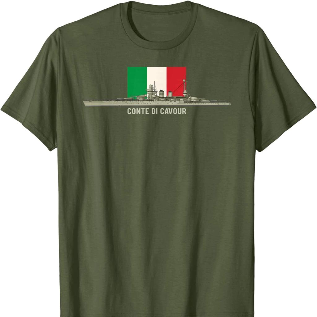 Italian Battleship Conte Di Cavour Italy Flag T-Shirt. Premium Cotton Short Sleeve O-Neck Mens T Shirt New S-3XL