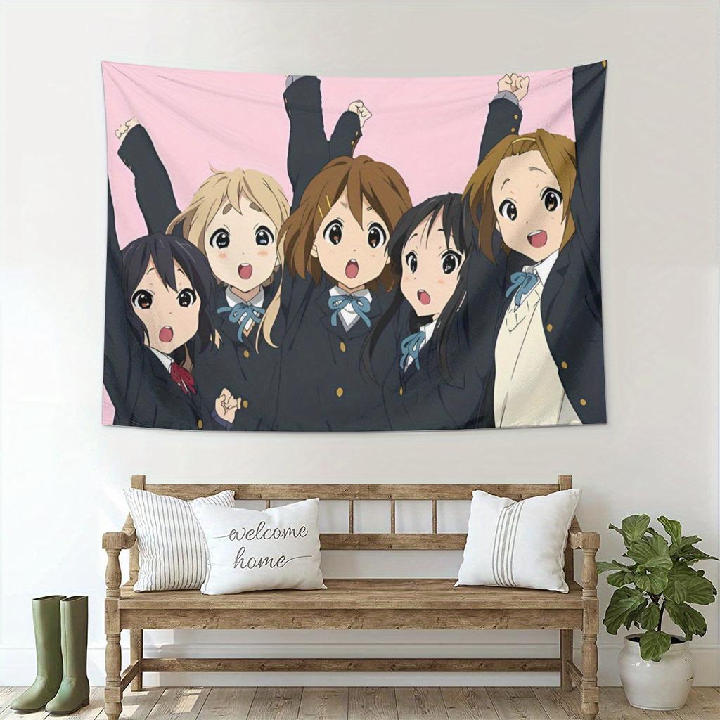 1pc Anime School Girls Tapestry 2D Polyester Flat Print Cute Anime Band Girl Group Wall Hanging Decor for Bedroom Living Room Do
