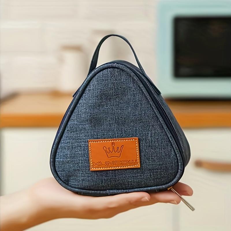 2Pcs Triangle Insulated Lunch Bag Portable Rice Ball Sandwich Pouch Thermal Bento Carrier Mini Food Storage Tote