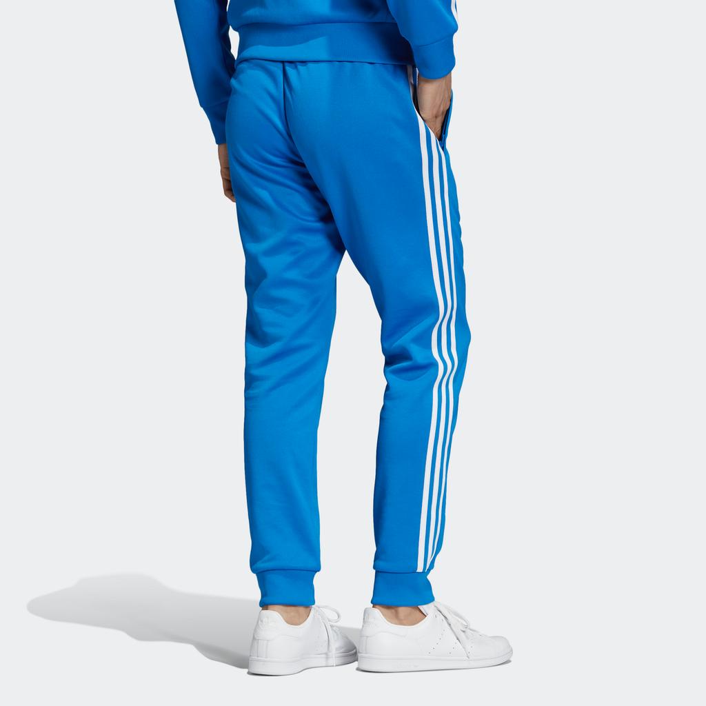 Adidas Side Stripe Joggers With Cuff Men Bottoms Blue ED6058