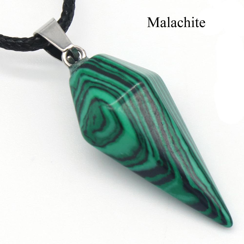 

1 шт. Энергетический натуральный камень конус ожерелье кулон, геометрический стиль рейки исцеление кристалл кулон ожерелья для женщин мужчин рождественские украшения подарки 1Pc/31×14mm