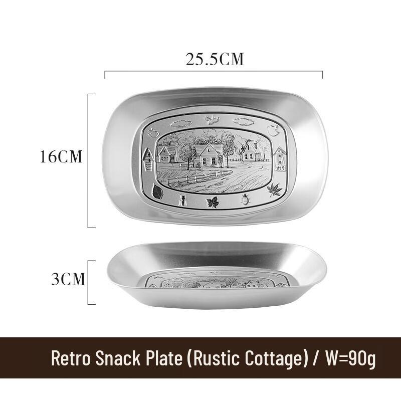 ZISIZ American Style Retro Electroplated Stainless Steel Snack Plate