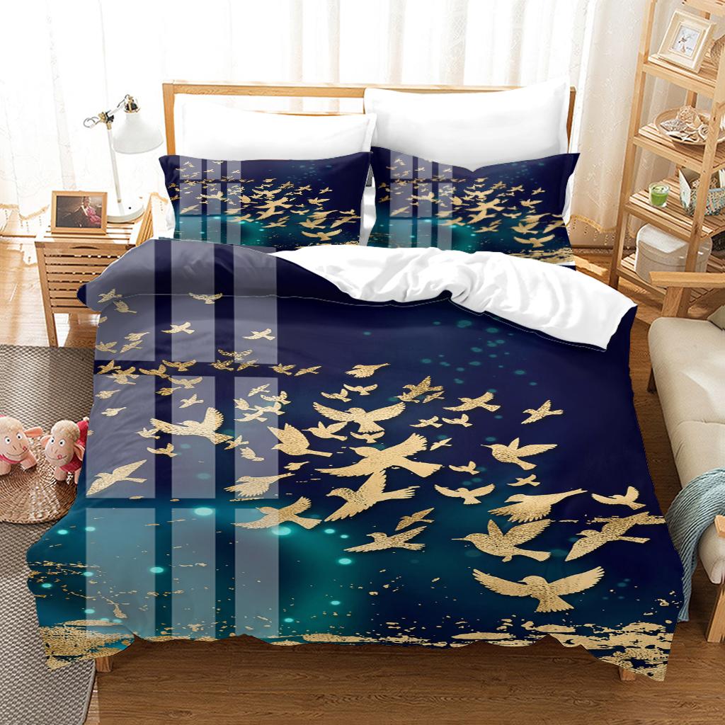 Quilt Collections 3D Animal Golden Bird 3Pieces Duvet Cover Comforter Cover Kids Quilt Cover Full Twin Size Children Bedroom Decoration