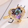 European and American Classic Light Luxury Retro Color Ocean Heart Open Ring Women's Trendy Ring Jewelry