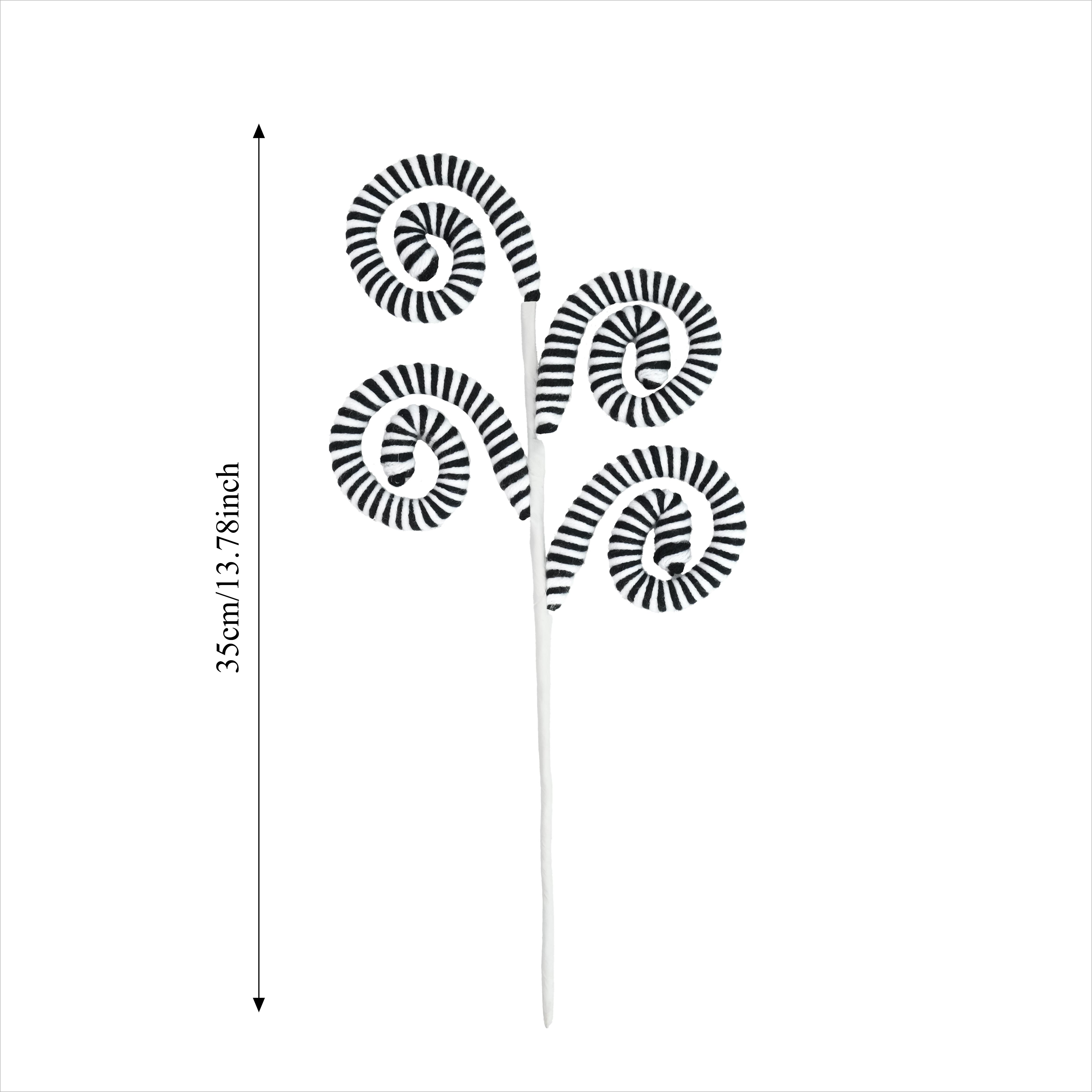 

1PC Set Black/White Christmas Tree Picks Christmas Tree Decoration Woolen Bells Curly Pick Halloween Decoration