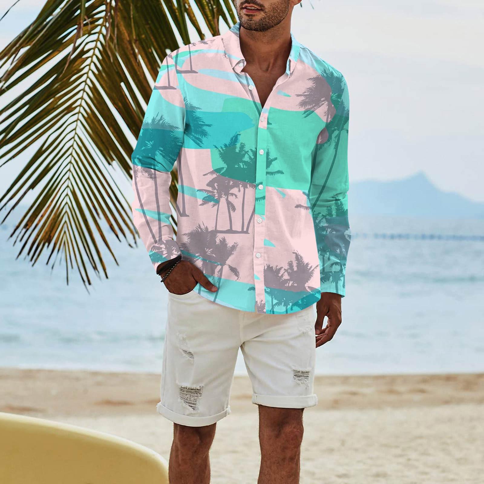 

Мужская модная повседневная футболка с длинным рукавом и принтом на пуговицах, рубашка обычного кроя XXXL