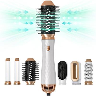 Vlasový styler 6v1, sada horkovzdušných kartáčů s vysoušečem vlasů, levá pravá kulma, kulatý kartáč na vlasy, masážní horkovzdušný kartáč, kartáč na rovnání vlasů