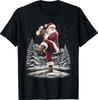 Funny Santa Baseball Pitcher Christmas Retro Vintage T-Shirt