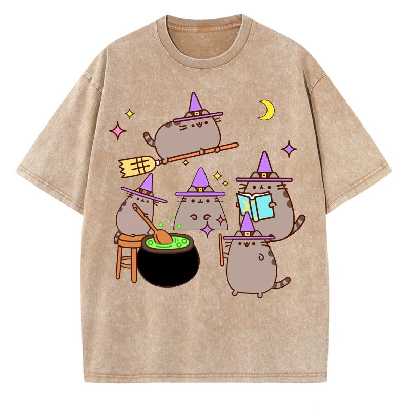 Cartoon Animal Print Style Shirts Men Pattern Cotton T-Shirt Water Wash Vintage Loose Clothing Personality Women's Tshirt