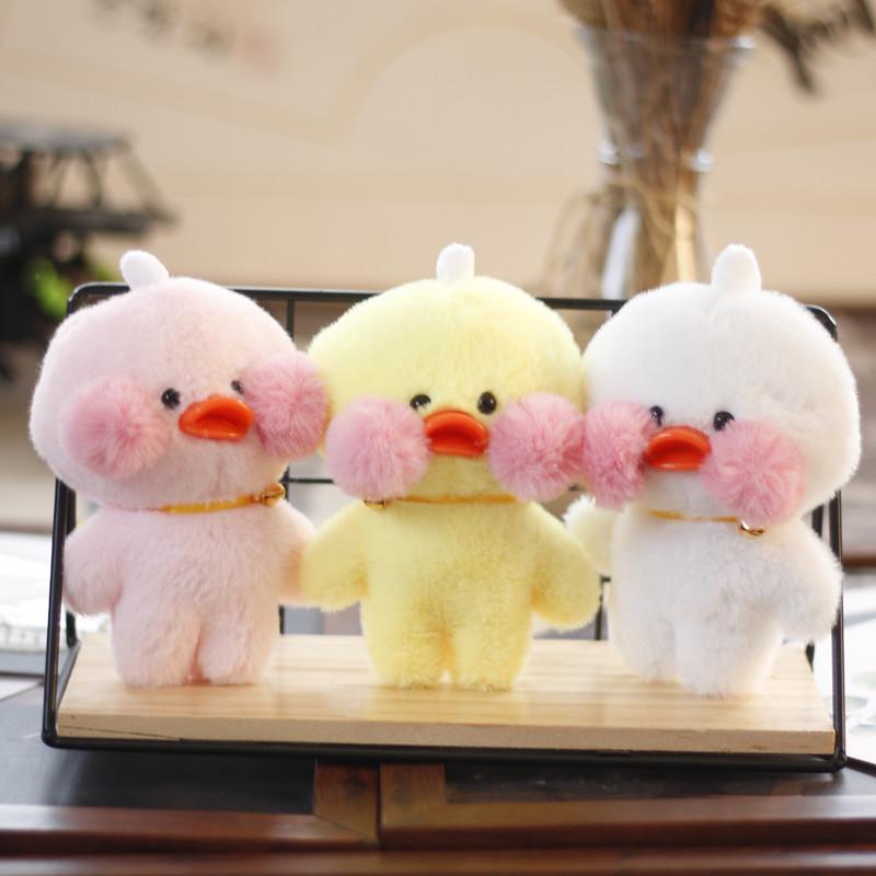 Charming Duck Plush Keyring Fluffy Pp Cotton Stuffed Animal Bag Ornament 12cm