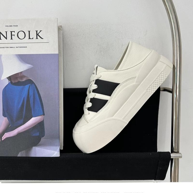 Fashion 2024 New Women's Stable Thick Sole Sports Shoes Fashionable Spring and Autumn Vulcanized Lace Up Shoes