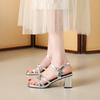 Elegant Simple Niche Women's  2025 Summer New Style Wide Square Heel One Letter Strap Sandals Trendy Fashionable