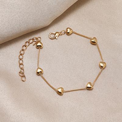 Simple Heart-Shaped Gold Women Fashion Jewelry Bracelet Bangle Chain Female Birthday Gift