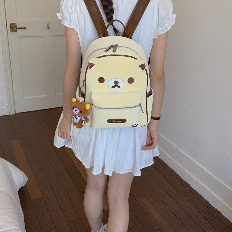 Schoolbag1011 Summer New Retro Fashion Backpack Female Korean Simple Cute Bear Backpack Large Capacity Student Schoolbag