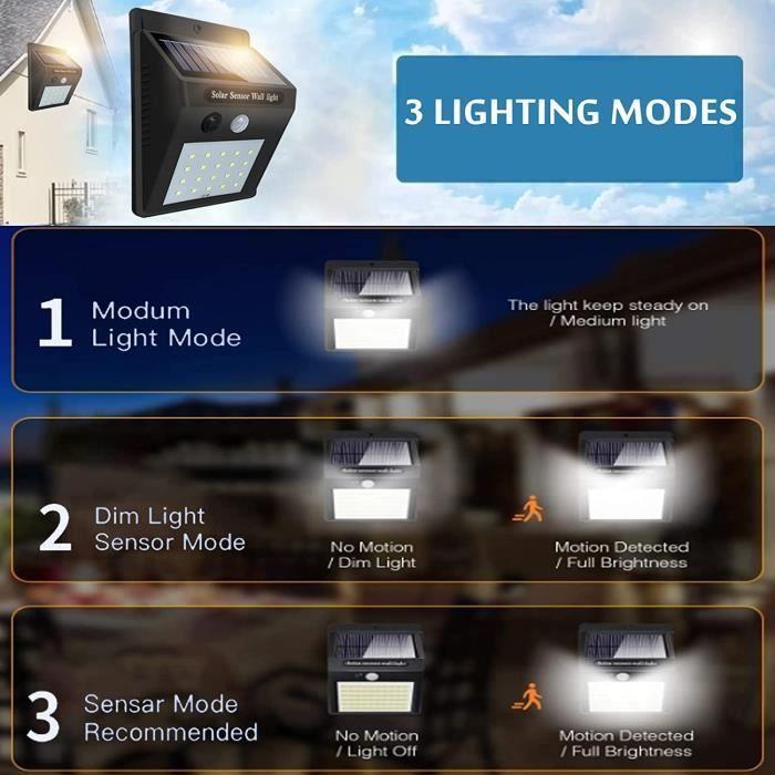 Lampe solaire - 4 pièces 30 LED - Détecteur de Mouvement - IP65 étanche