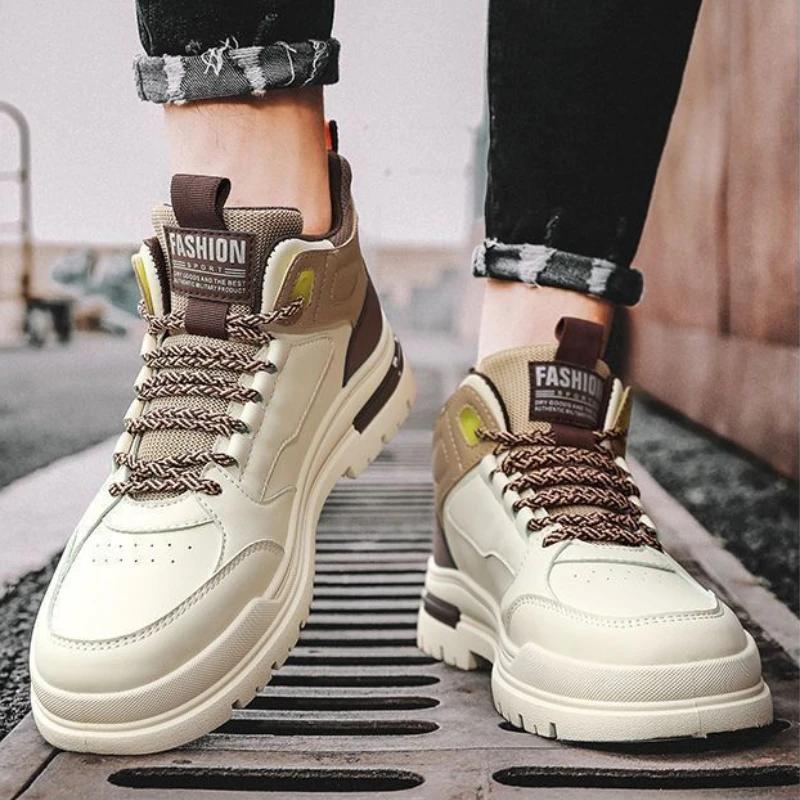 Men's Boots Autumn/winter Trend New Outdoor Sports Thick Soled Knight Boots High Top Thick Soled Anti Slip Snow Boots