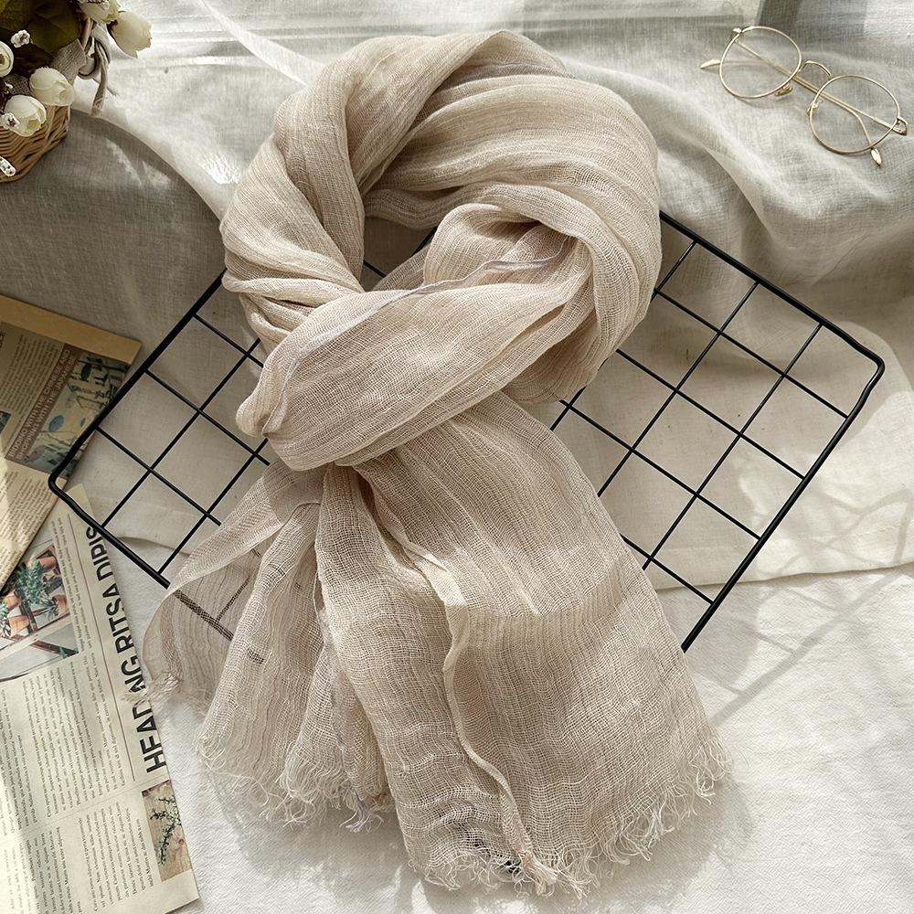 Women Light And Breathable Scarf Pure Linen Solid Scarf Neckwear Unisex Children Spring Autumn Winter Female Foulard Wrap