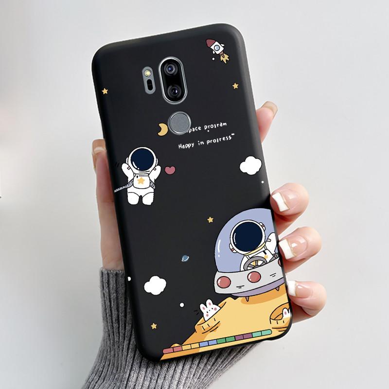 Cute Case For LG G7 thinQ Capa Coque Printing Shell Protective Cover For LG G7thinQ Fundas Soft Silicone Cartoon Black Casing