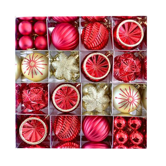 Christmas Ornaments Set Shatterproof Plastic Baubles Snowflakes Stars Hanging Ornament for Xmas Tree Holiday