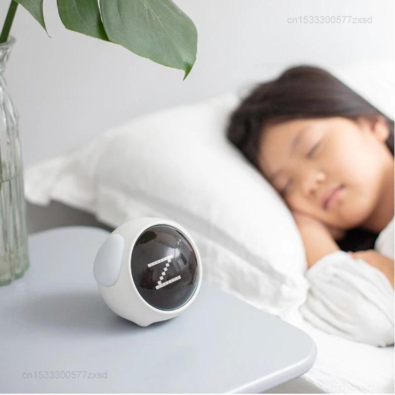Cute Expression Alarm Clock Snooze LED Digital Night Light Children Bedroom Multifunctional Voice Controlled Light Alarm Clocks