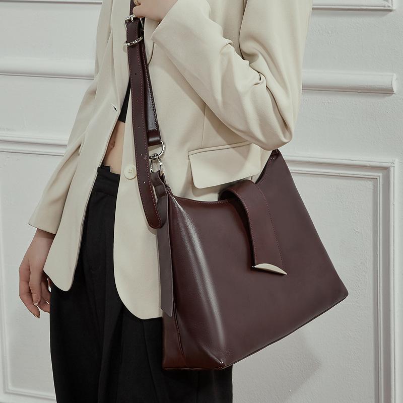 Leather Women'S Bags, Large-Capacity Commuter Tote Bags, High-End Light Luxury Hobo Bags, Shoulder Messenger Bags, Bags.