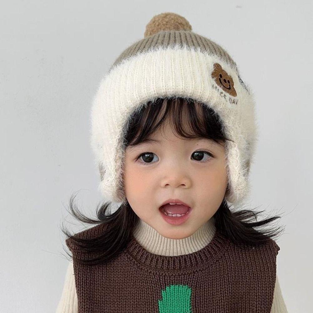 Wool Ear Protection Hat Soft Children Beanies Baby Wear Woolen Knitted Hats  Infant
