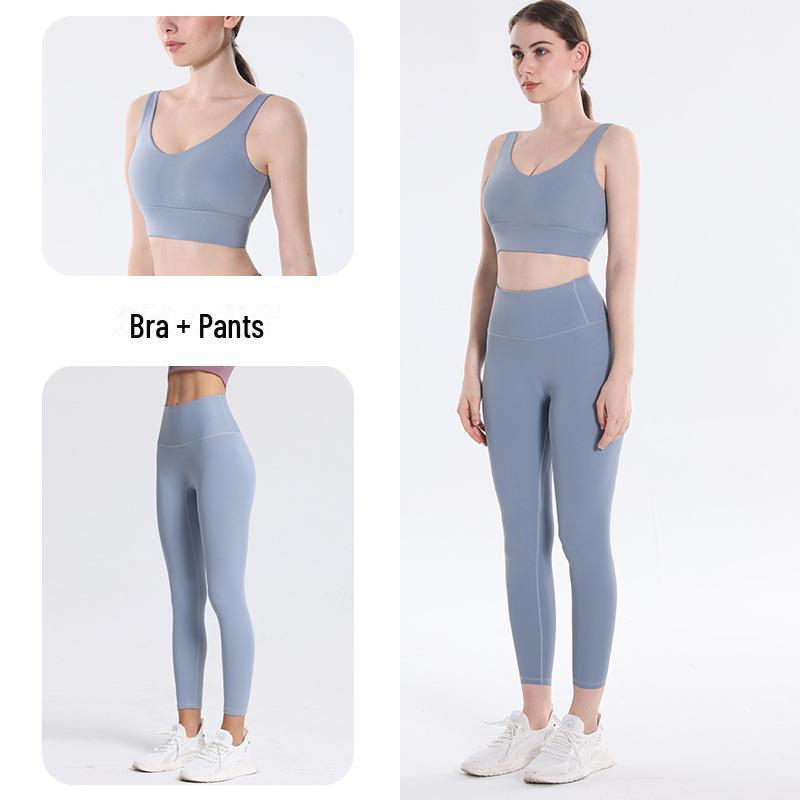 Tuta estiva da yoga da donna Lulu - Elegante design sulla schiena per fitness e jogging con pantaloni da yoga invisibili