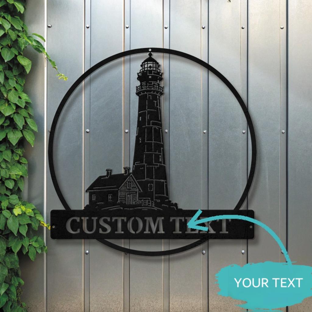Customizable Lighthouse Metal Sign Nautical Wall Art for Indoor Outdoor Durable Rustic Decor
