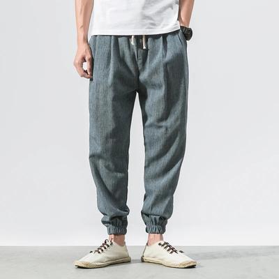 Cotton Linen Casual Harem Pants Men Joggers Man Summer Trousers Male Chinese Style Baggy Pants Harajuku Clothe