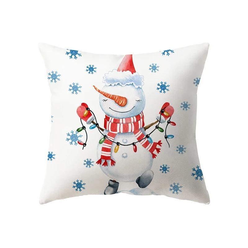 Christmas Theme Santa Claus Print Pattern Cushion Cover For Home Living Room Sofa Decoration Pillow Cover