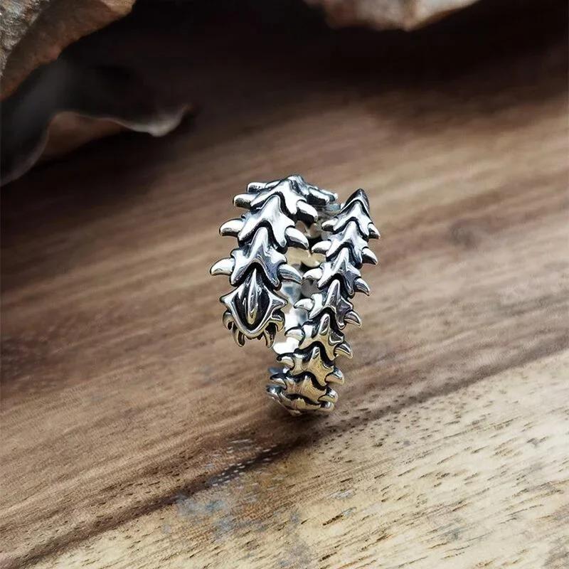 Vintage Gothic Keel Spine Rings For Women Men Antique Silver Hyperbole Centipede Open Ring Hip Hop Jewelry Y2K  Rings