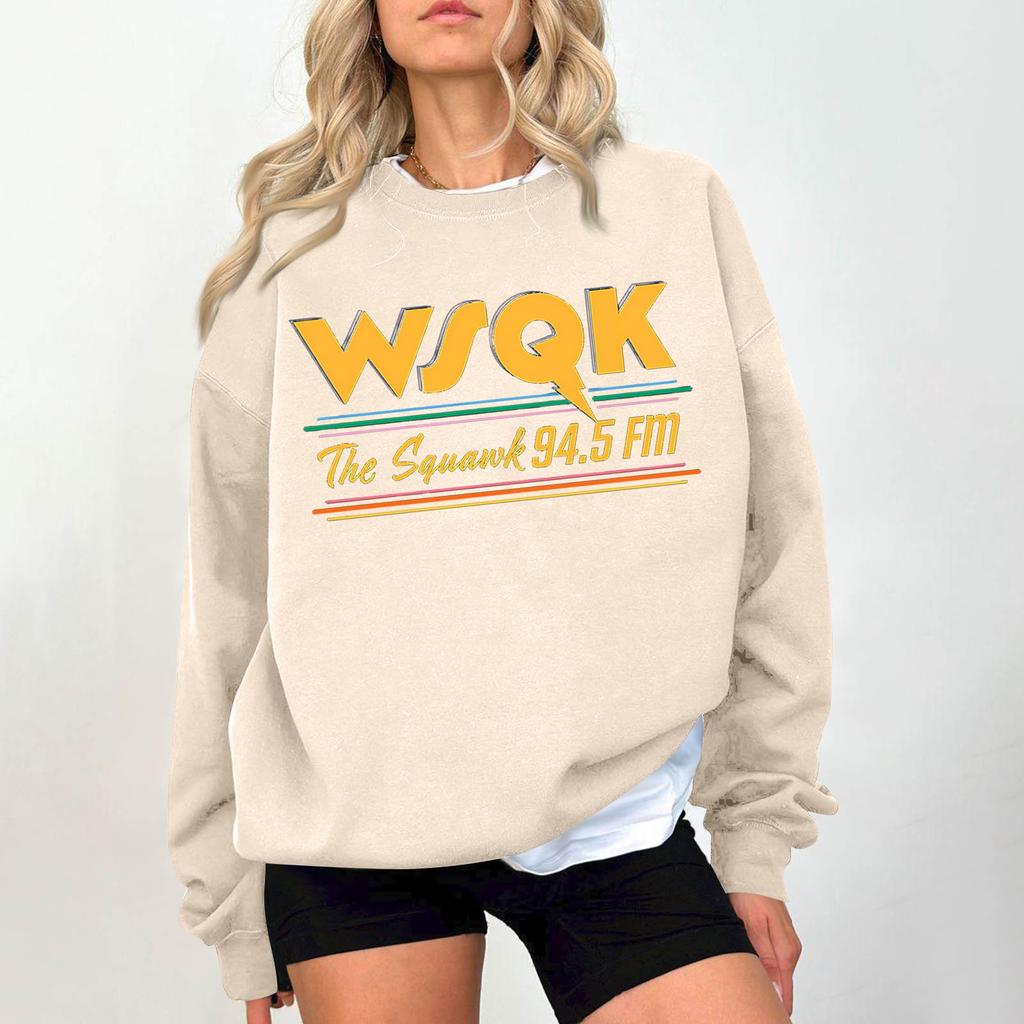 Dámská módní a ležérní mikina s dlouhým rukávem, kulatým výstřihem a potiskem