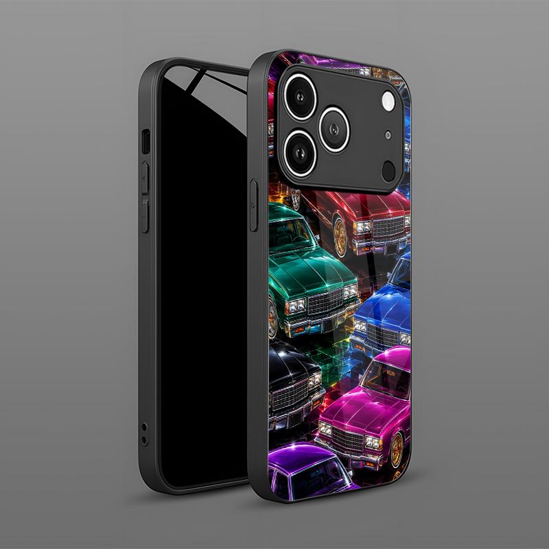 Retro Luxury Car Pattern 2D Phone Case for iPhone 17 16 15 14 13 12 11 X XR XS Max Pro 8 plus Glass Protective Cover