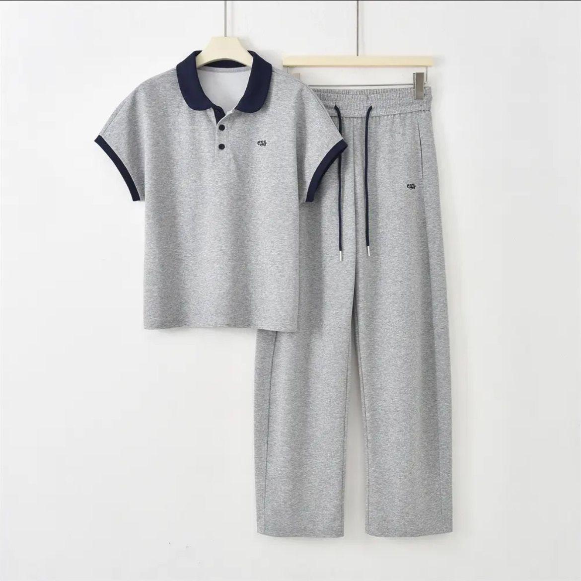 

Women s Summer 2026 Cotton Sportswear Set: Age-Defying Doll Collar Short-Sleeve Top & Casual Pants 5XL (suggested 180-200 jin)