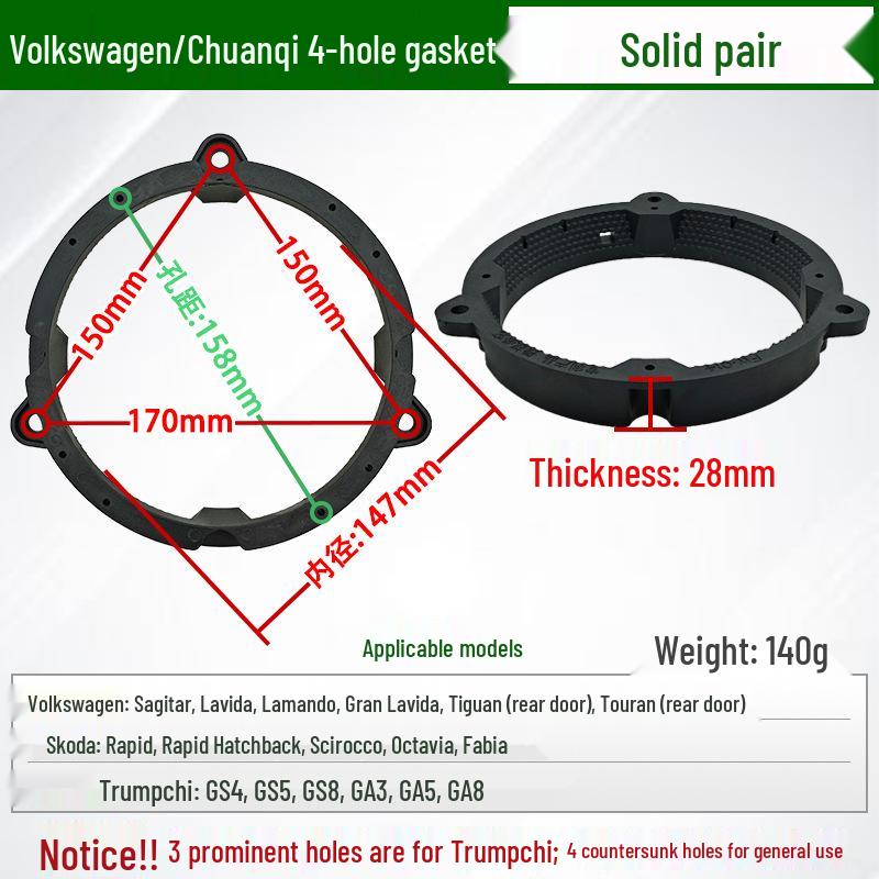 Universal Honeycomb Speaker Gasket (6.5" & 8") Lossless Car Audio Plastic Base Cover