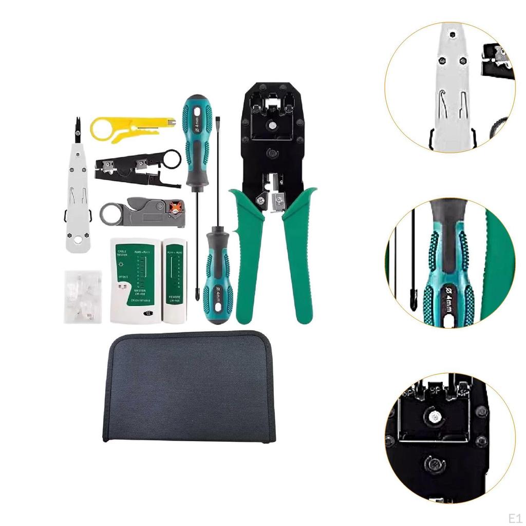Network Crimper Tool Kit Ethernet Crimp Portable Convenient Professional Cable Cutter 8P8C