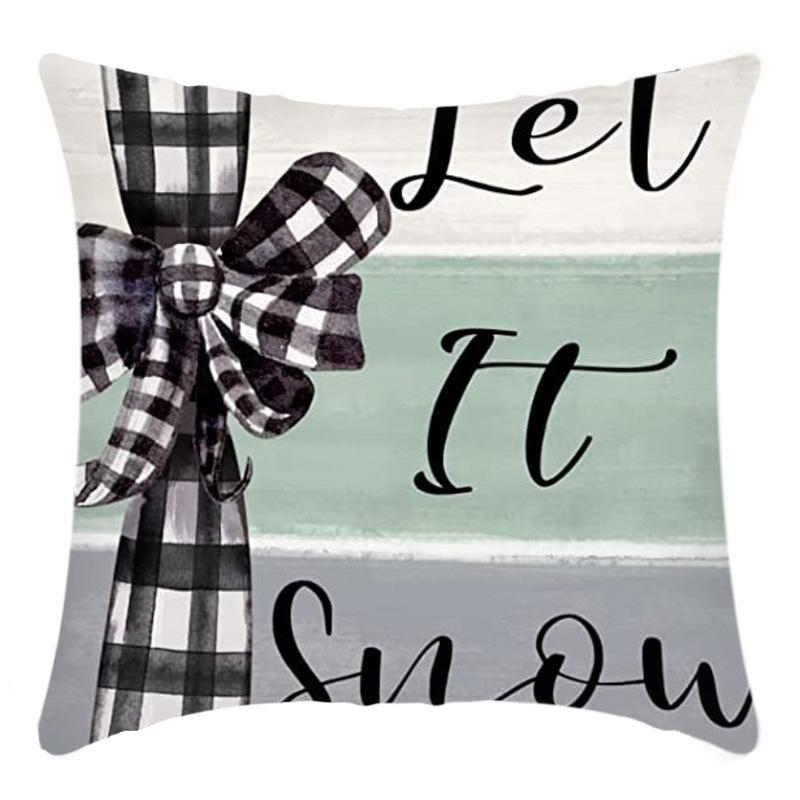 New Christmas Pillowcase Linen Digital Printed Short Plush Christmas Pillowcase Cushion Cover