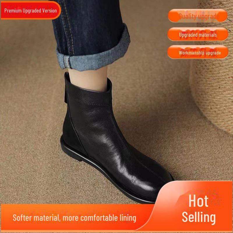 

Женские ботинки Martin на плоской подошве: Универсальные ботильоны в британском ретро-стиле, с круглой строчкой, из мягкой кожи и подошвы для осени и зимы. 39