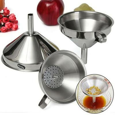 Entonnoir Grand Moyen Petit Entonnoirs de Cuisine avec Poignée Ergonomique Acier Inoxydable 304 Lavable au Lave-Vaisselle Canal d'Évacuation d'Air en Forme de Cœur Entonnoir de Cuisson