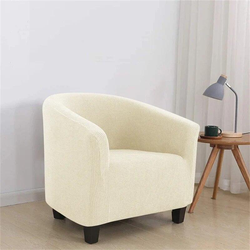 Club Arm Chair Cover Stretch Tub Chair Slipcover Solid Color Sofa Cover Polar Fleece Couch Covers for Bar Counter Living Room