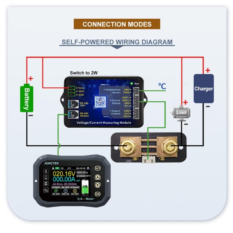 Multipurpose Battery Coulometer Voltage Current Tester Temperature Meter KW Display App Control Real-time Monitor