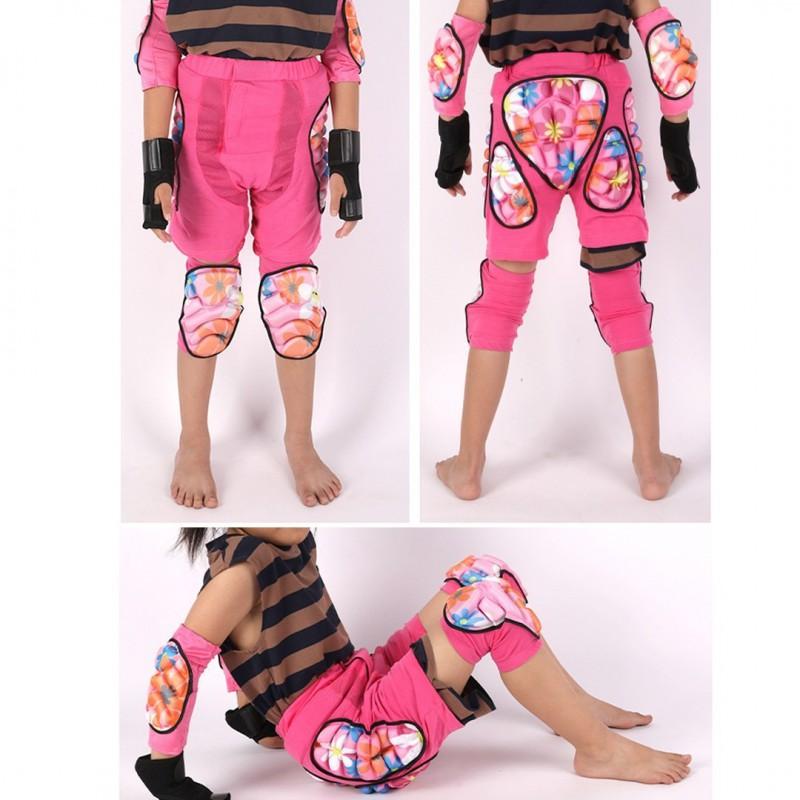 Kids Skiing Protective Underwear Set With Hip Pad Wrist Guards Padding Breathable Durable Snow Sports