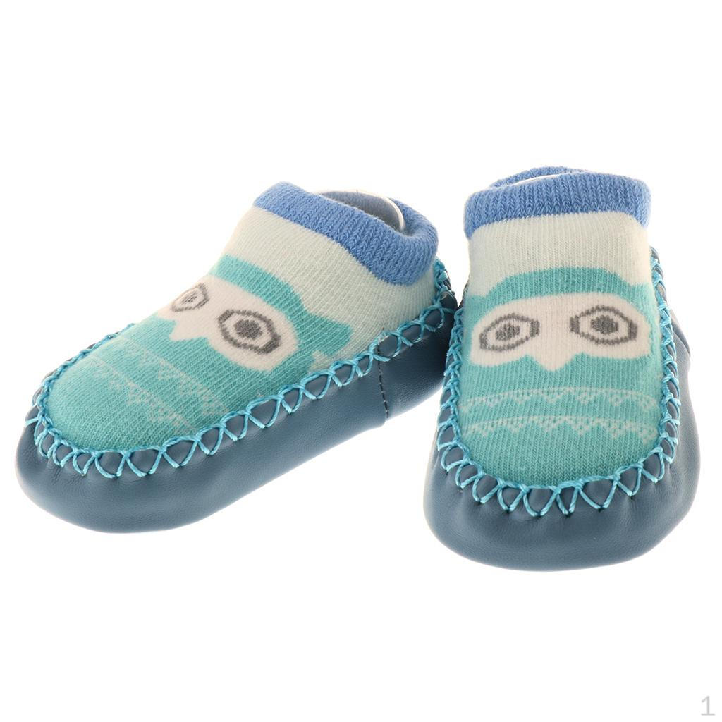 Baby Boy Girl Cartoon Cotton Ankle Socks Soft Anti-Slip Owl 14_Blue Owl