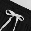 Pantaloni de vară pentru femei cu picioare largi Pantaloni neregulați uni picioare ocazional in snur Capris de damă cu buzunare