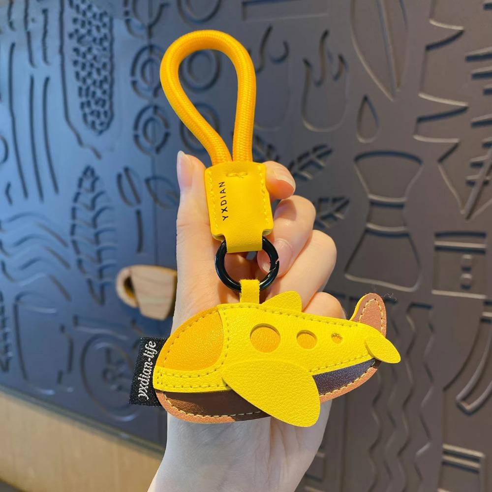 PU Leather Bus Shape Keychain Unique Bag Hanging Decoration Cartoon Airplane Keychain  Gift