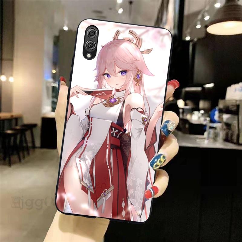 Genshin Impact Yae Miko Phone Case For Honor 70 50 20 7S X9 X8 X7 Magic 4 3 Pro Soft Black Phone Cover