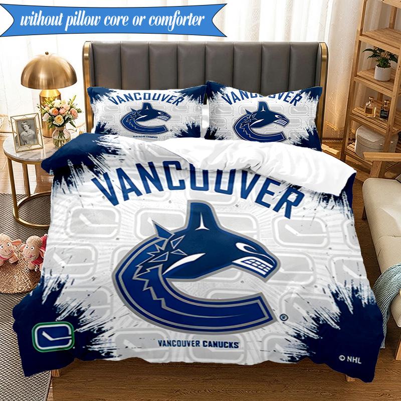 3PCS Vancouver Canucks Printed Bedding Set For Bedroom dormitory, Includes 1 Duvet Cover & 2 Pillowcases for All Seasons Home Decor Fan gifts