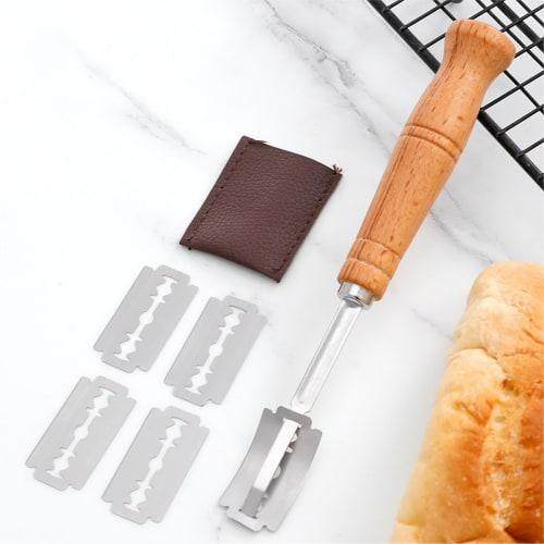 Latikaly Coupe Knife, Bread Knife, Replaceable Blades, Stainless Steel, for French Bread, with Cover, Slicer, Bread Making Tool, for Home and Commerci